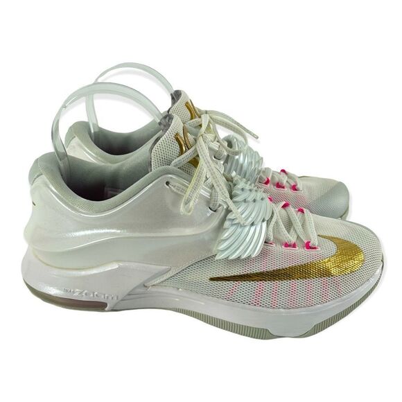 Nike Men’s KD VII PRM Aunt Pearl 706858-176 White/Metallic Gold Sneakers Size 8 - Picture 17 of 17